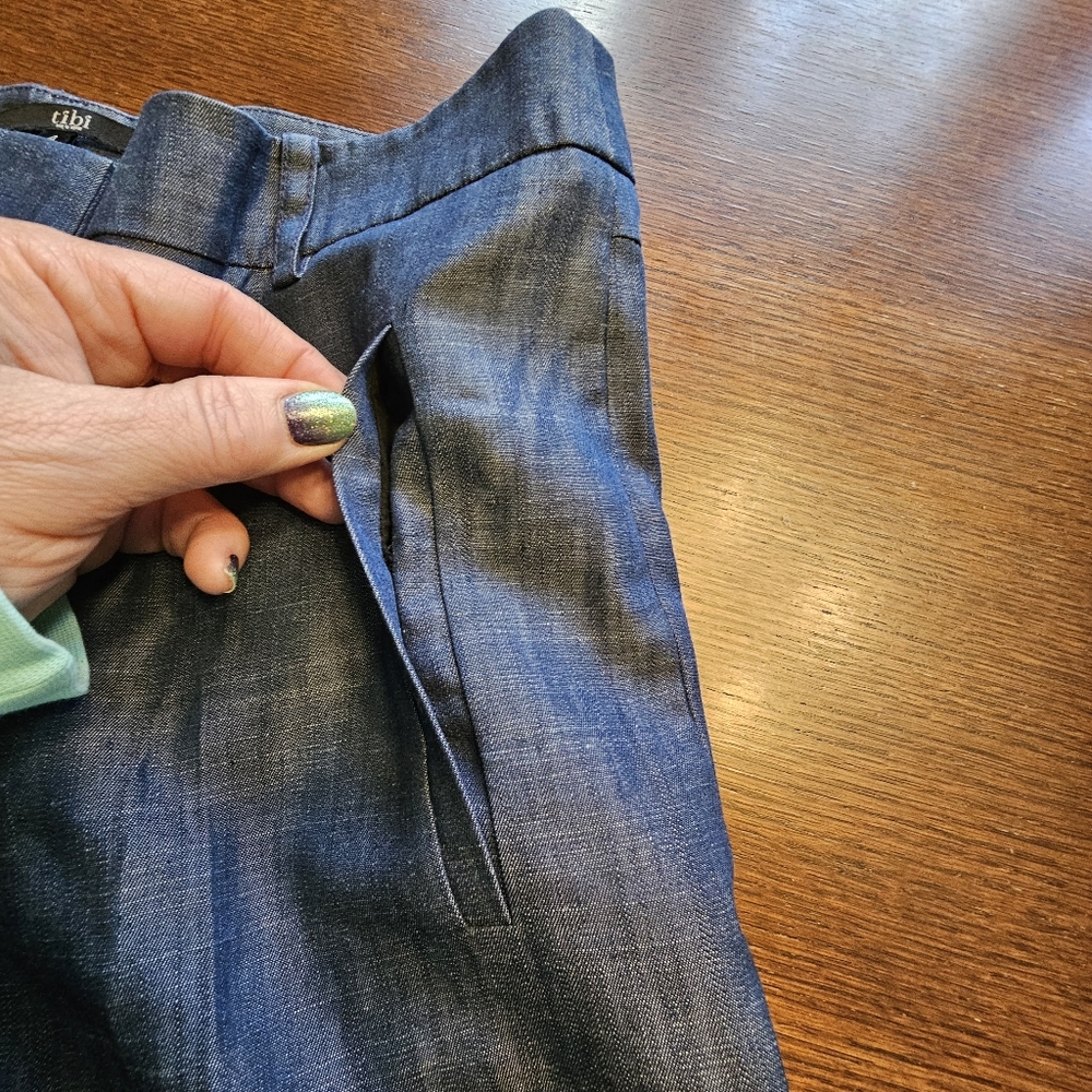 Tibi Chambray Wide Leg Pants 4 - Picture 8 of 13